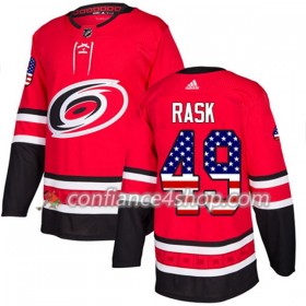 Adidas Maillot de Hockey Carolina Hurricanes Victor Rask 49 2017-2018 Rouge USA Flag Fashion Authentic - Homme